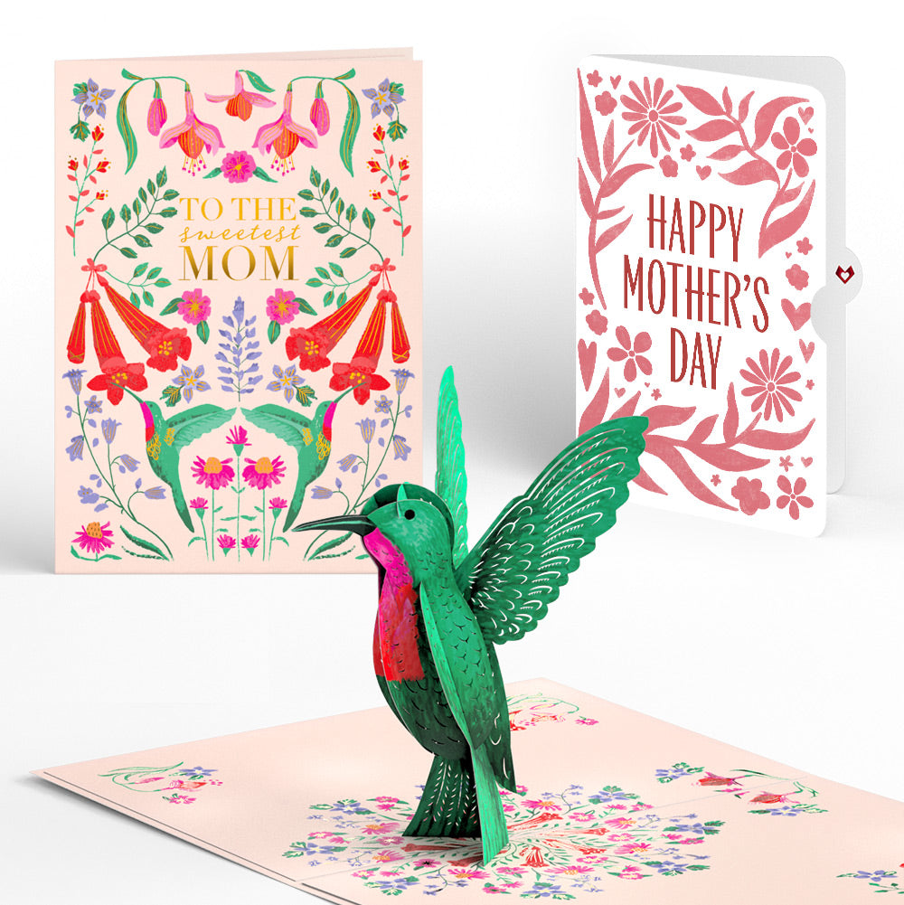Sweetest Hummingbird Mother’s Day Pop-Up Card and Bold Petal Pattern Sentiment Set for Mom