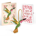 Serene Hummingbird Mother’s Day HeartFelt Charm Card™ and Bold Petal Pattern Sentiment Set for Mom