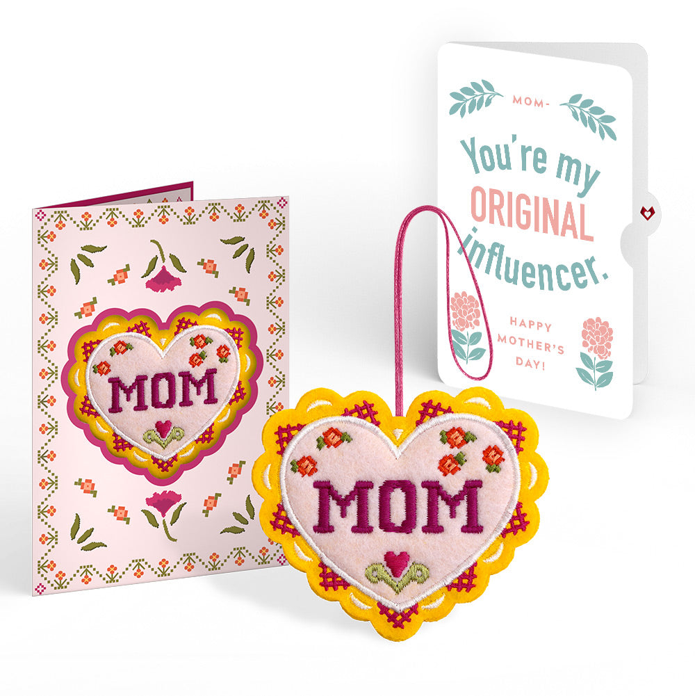 Stitched with Love Mother’s Day HeartFelt Charm Card™ and Original Bloom Tribute Sentiment Set for Mom