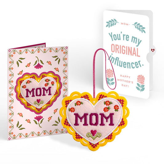 Stitched with Love Mother’s Day HeartFelt Charm Card™ and Original Bloom Tribute Sentiment Set for Mom