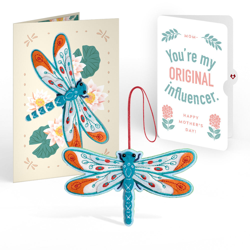 Peaceful Dragonfly Mother’s Day HeartFelt Charm Card™ and Original Bloom Tribute Sentiment Set for Mom