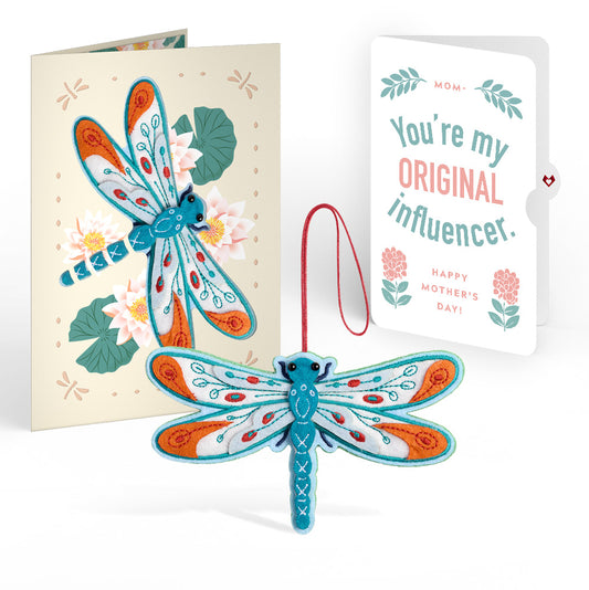 Peaceful Dragonfly Mother’s Day HeartFelt Charm Card™ and Original Bloom Tribute Sentiment Set for Mom