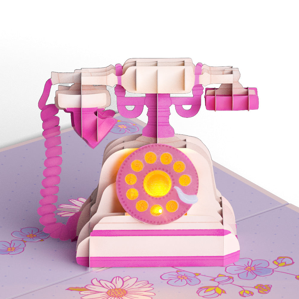 'Hey Mom' Vintage Phone Mother’s Day Music and Lights Pop-Up Card and Blushing Garden Frame Sentiment Set for Mom