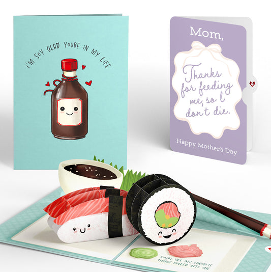 Soy Glad You're in My Life Sushi Mother’s Day Pop-Up Card and Sentiment Set for Mom