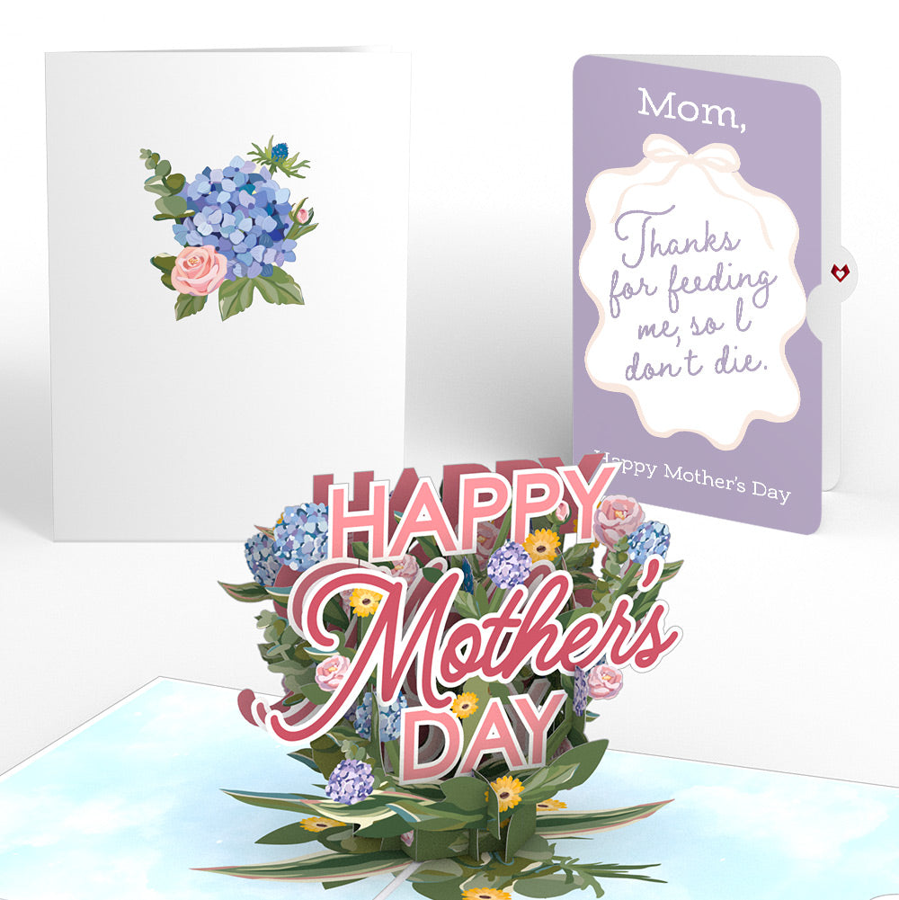 Happy Mother's Day Hydrangeas Pop-Up Card and Sentiment Set for Mom