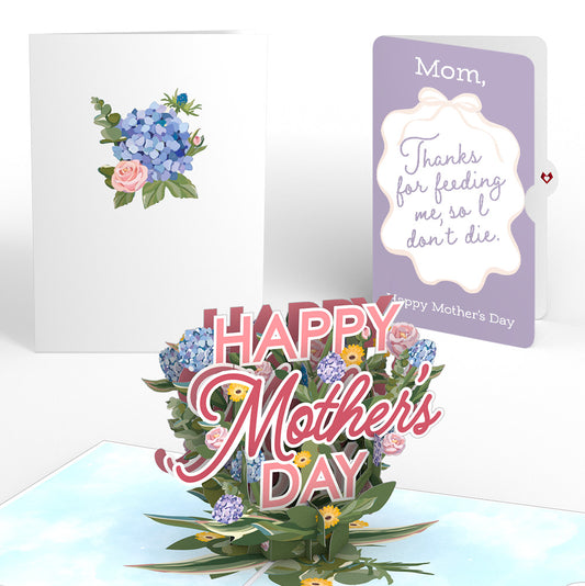 Happy Mother's Day Hydrangeas Pop-Up Card and Sentiment Set for Mom
