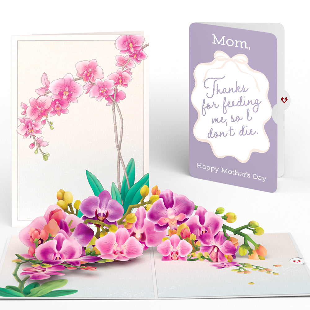 Watercolor Orchid Mother’s Day Pop-Up Card and Sweet Ribbon Frame Sentiment Set for Mom