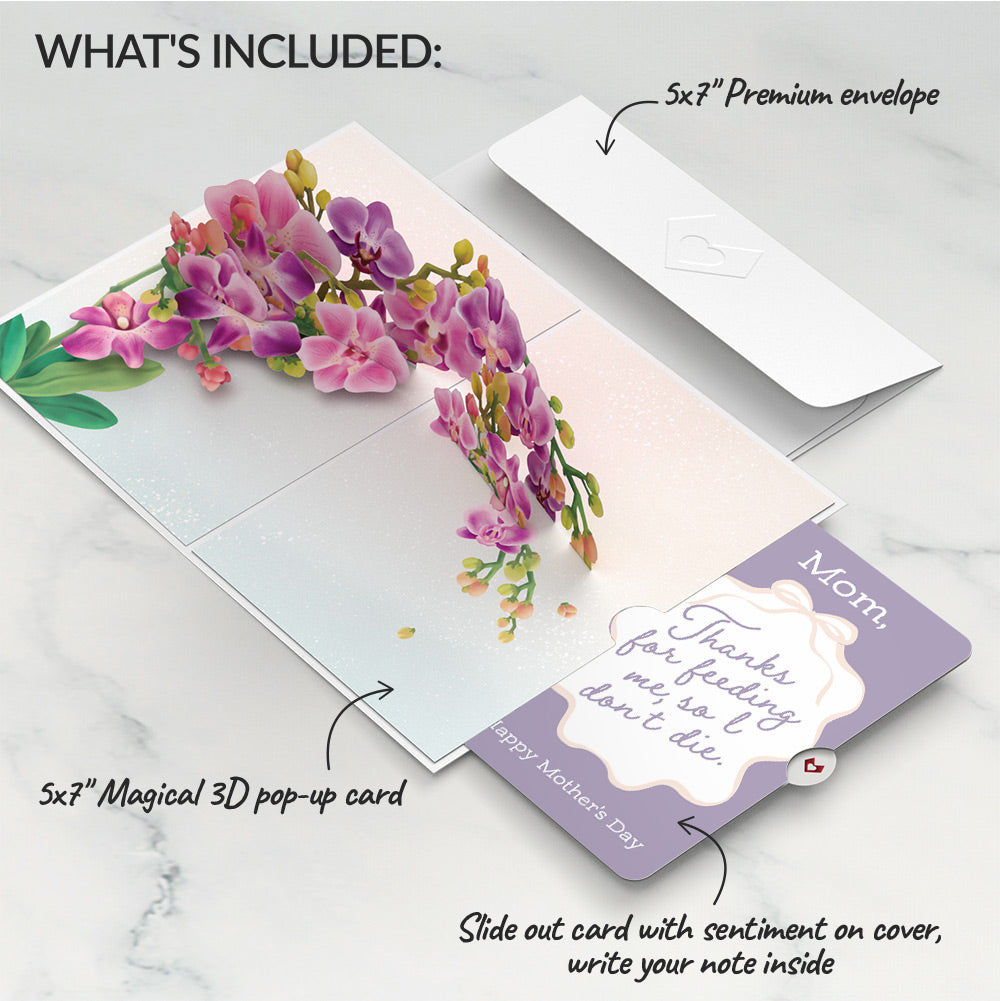 Watercolor Orchid Mother’s Day Pop-Up Card and Sweet Ribbon Frame Sentiment Set for Mom