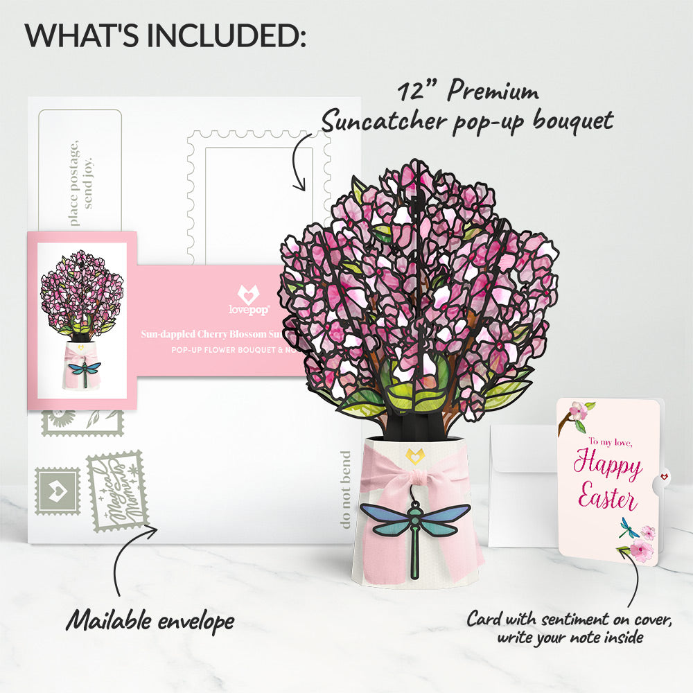 Sun-dappled Cherry Blossom Easter Suncatcher Bouquet and Sentiment Set for My Love