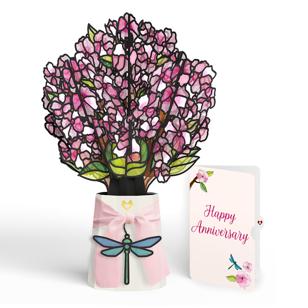 Sun-dappled Cherry Blossom Anniversary Suncatcher Bouquet and Sentiment Set