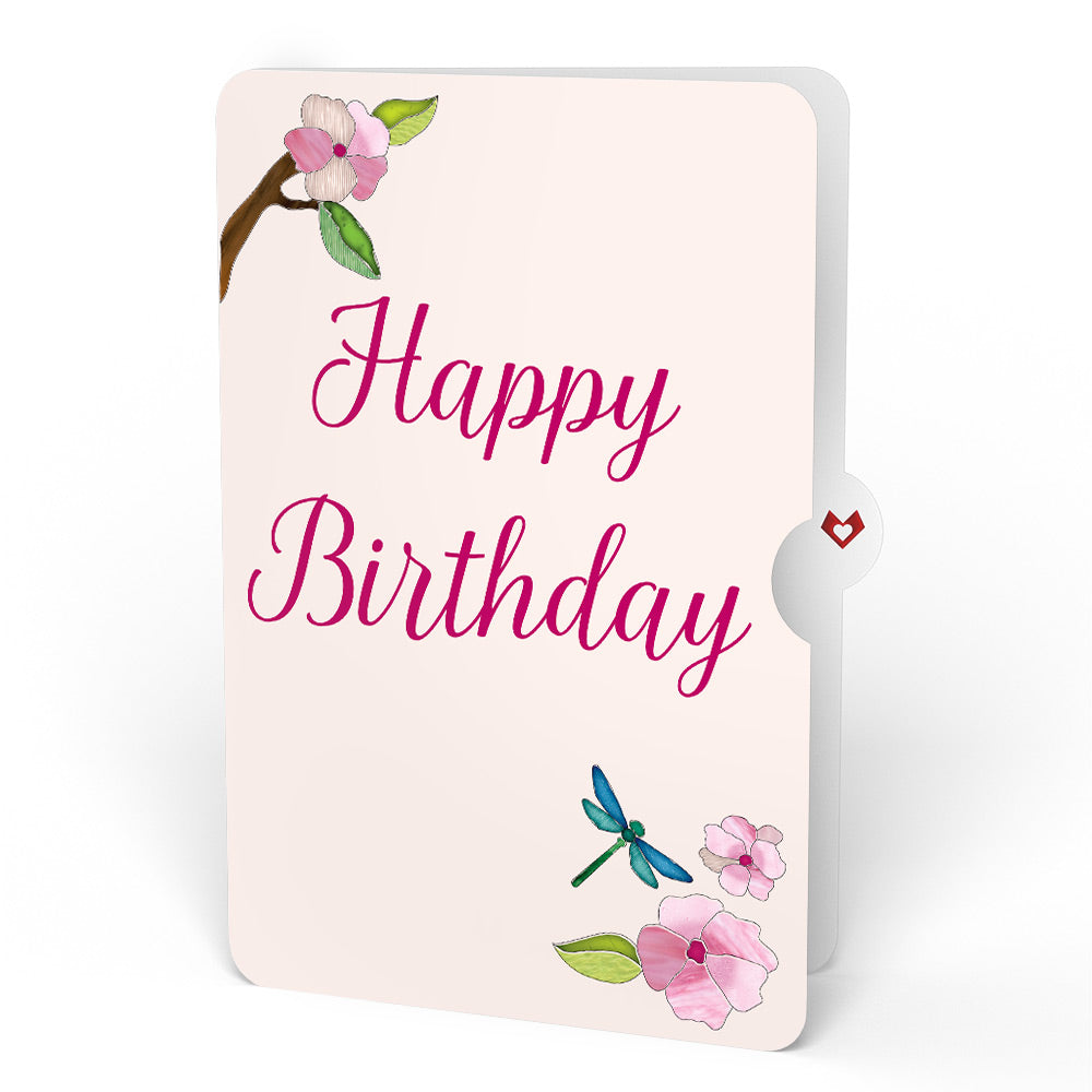 Sun-dappled Cherry Blossom Birthday Suncatcher Bouquet and Sentiment Set