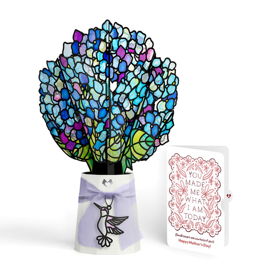 Sunlit Hydrangeas Mother’s Day Suncatcher Bouquet and Folk Floral Gratitude Sentiment Set for Mom