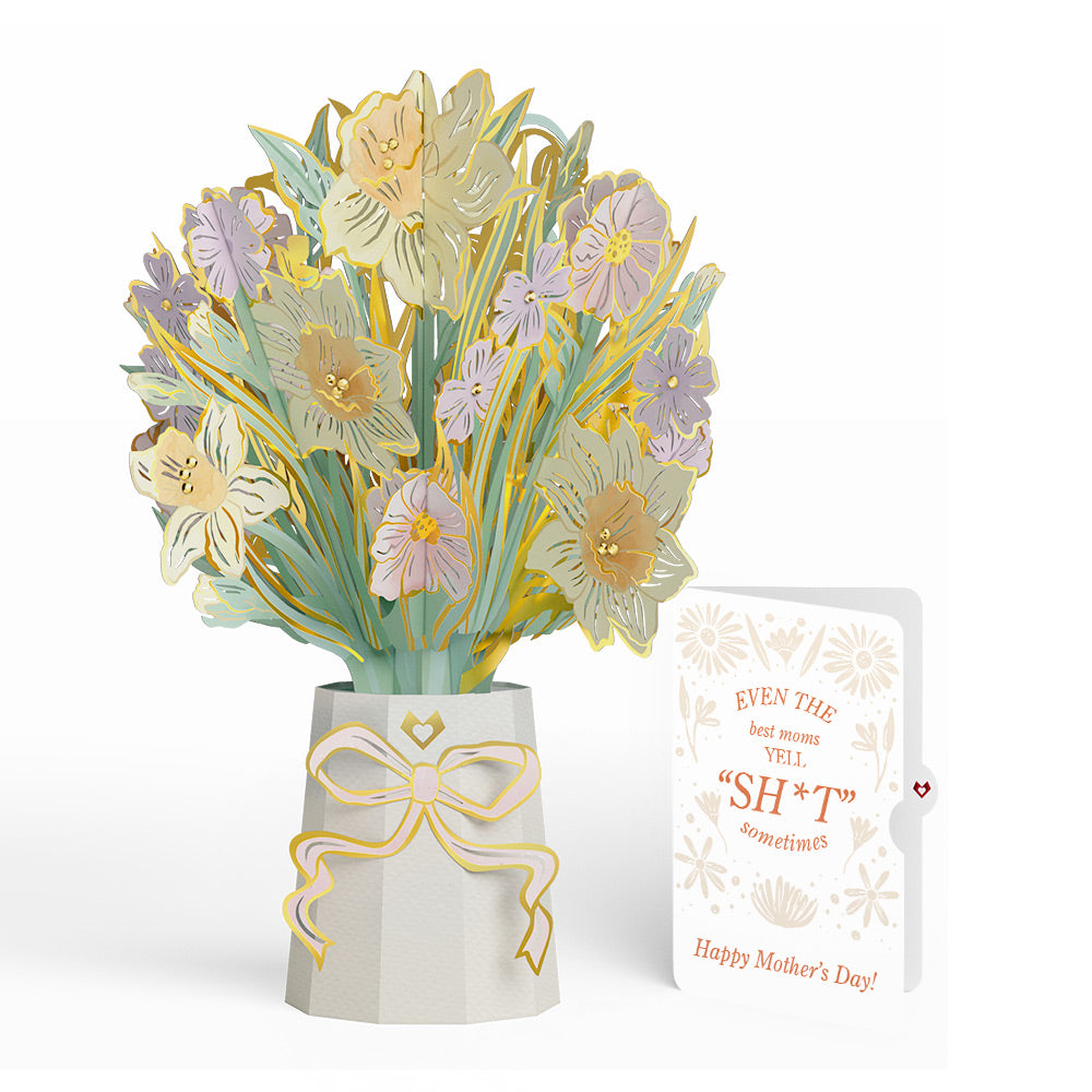 Gilded Daffodil Mother’s Day Luxe Bouquet and Retro Bloom Sass Sentiment Set for Mom