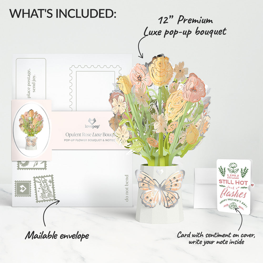 Opulent Rose Mother’s Day Luxe Bouquet and Playful Herb Garden Sentiment Set for Mom