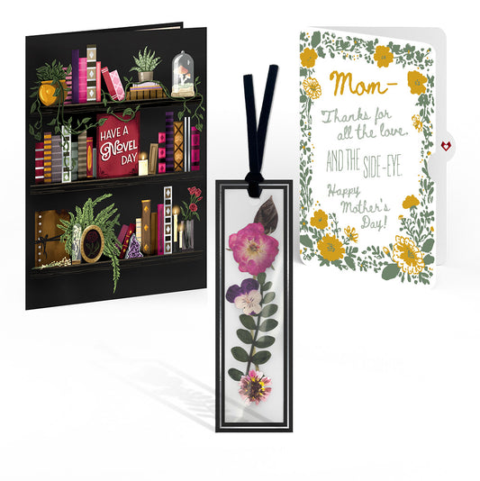 Novel Day Mother’s Day Petal Pressed™ Bookmark Card and Golden Wildflower Frame Sentiment Set for Mom