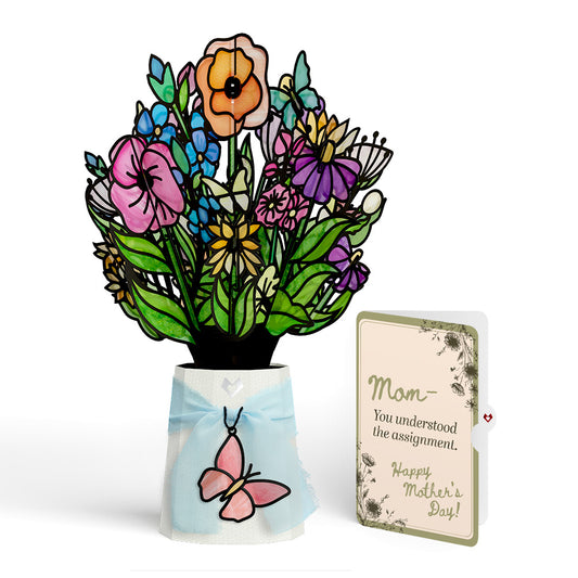 Garden Glow Mother’s Day Suncatcher Bouquet and Vintage Sketch Garden Sentiment Set for Mom