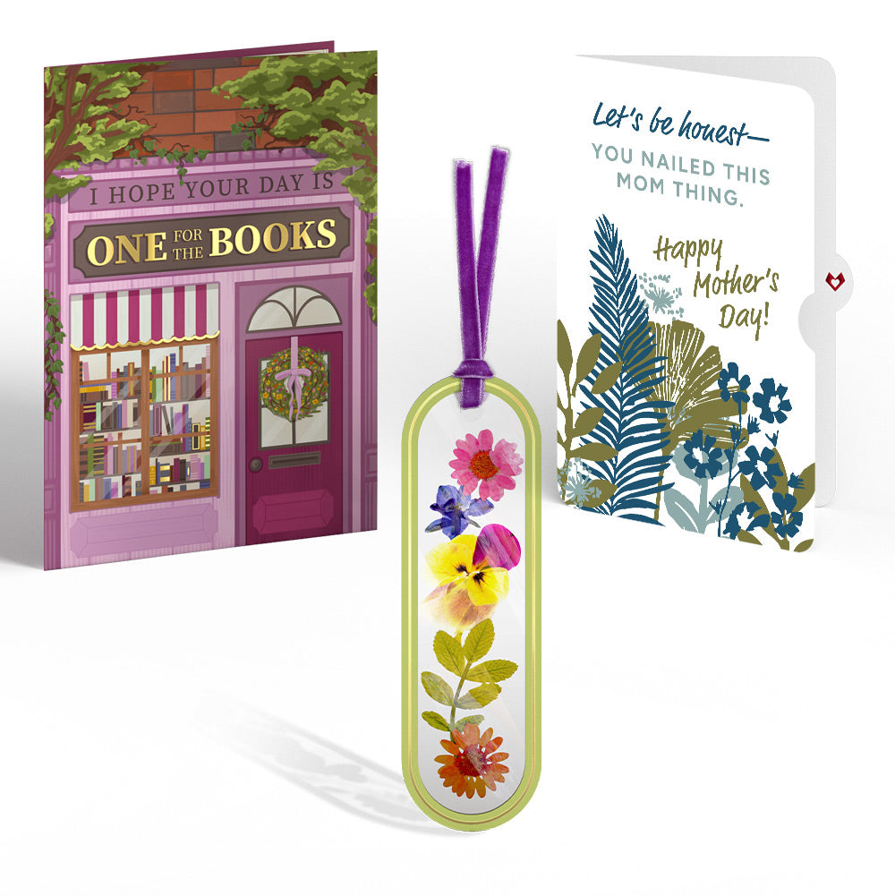 One for the Books Mother’s Day Petal Pressed™ Bookmark Card and Layered Leaf Harmony Sentiment Set for Mom