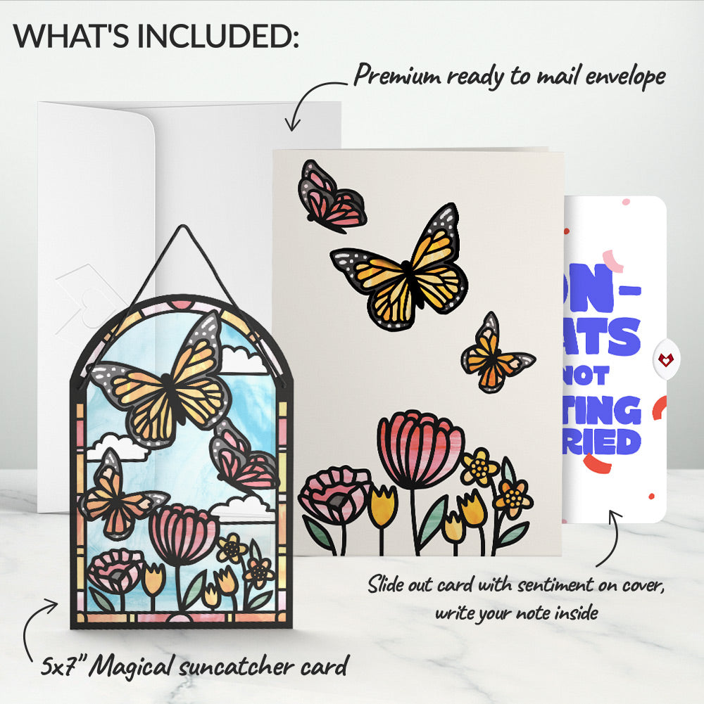 Butterfiles Breakup Suncatcher Card and Playful Confetti Sentiment Set