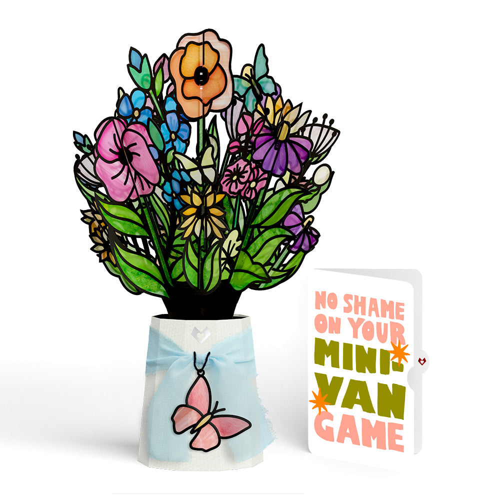 Garden Glow Suncatcher Bouquet and Minivan Chaos Humor Sentiment Set
