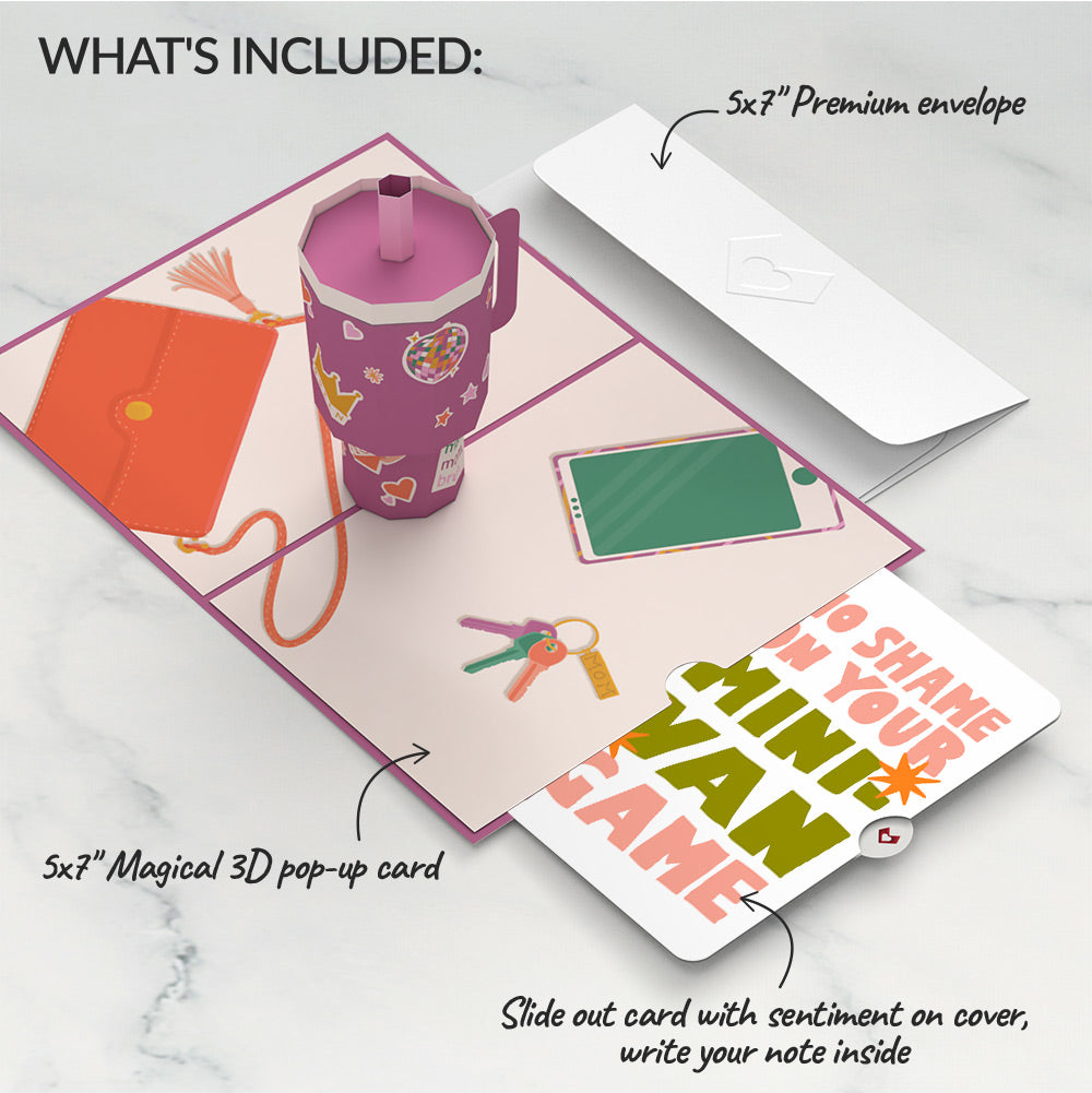 Mom Era Tumble Pop-Up Card and Minivan Chaos Humor Sentiment Set