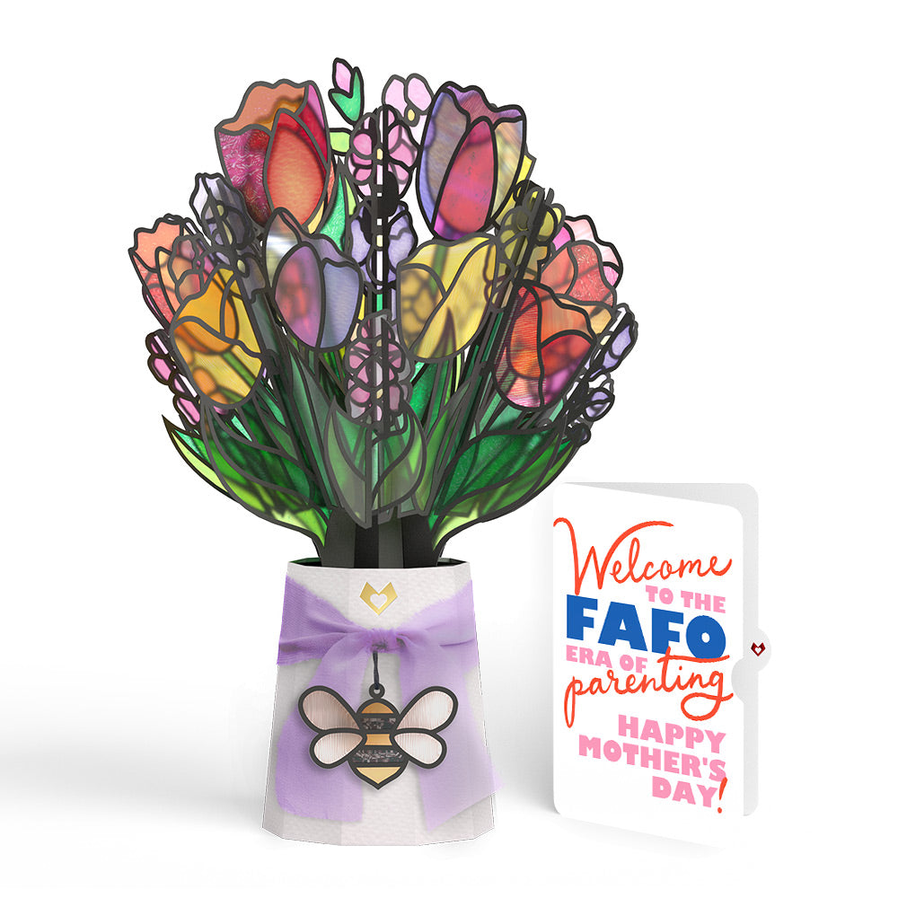 Vibrant Tulip Mother's Day Suncatcher Bouquet and FAFO Era Sentiment Set