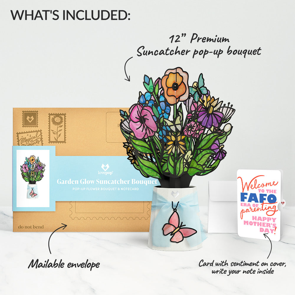 Garden Glow Mother's Day Suncatcher Bouquet and FAFO Era Sentiment Set