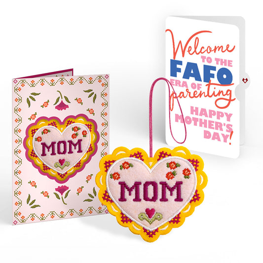 Stitched with Love Mom Mother's Day HeartFelt Charm Card™ and FAFO Era Sentiment Set