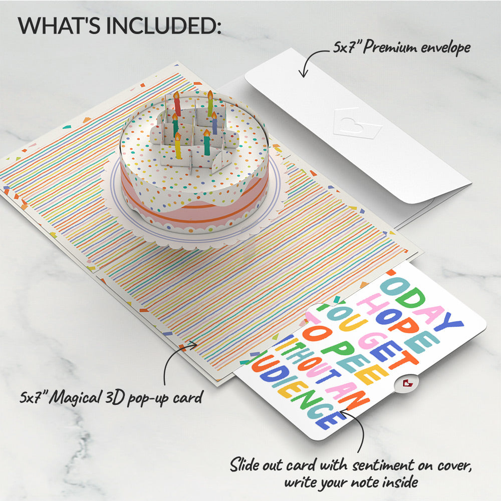 Happy Birthday to You! Confetti Cake Pop-Up Card and Parenthood Humor Sentiment Set