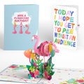 Flamazing Birthday Flamingo Pop-Up Card and Parenthood Humor Sentiment Set for Parent