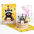 Go Feral Raccoon Birthday Pop-Up Card and Surviving Assignment Sentiment Set