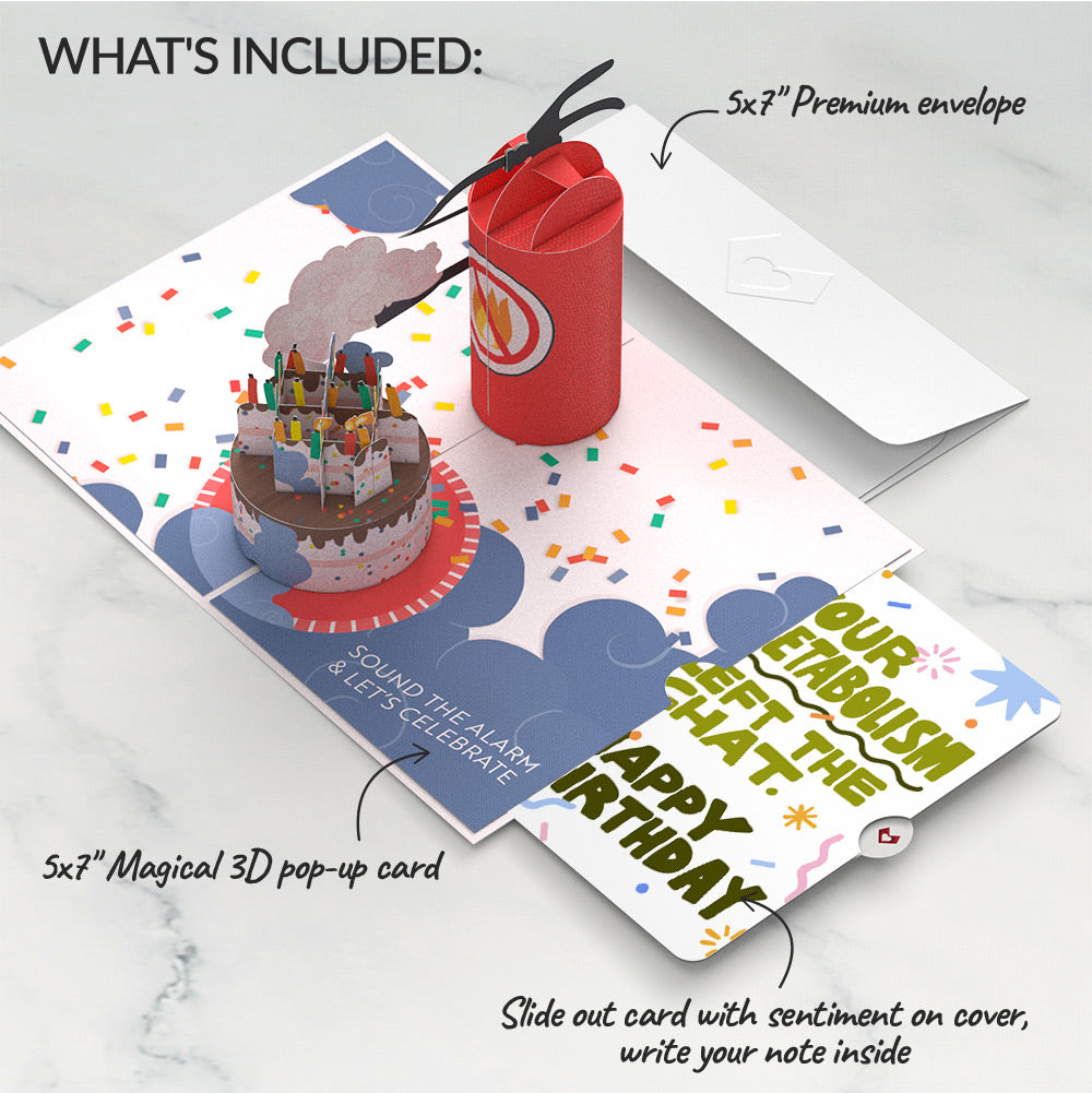 Holy Smokes You're Old Birthday Pop-Up Card and Metabolism Left The Chat Sentiment Set