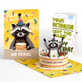 Go Feral Raccoon Birthday Pop-Up Card and Metabolism Left The Chat Sentiment Set