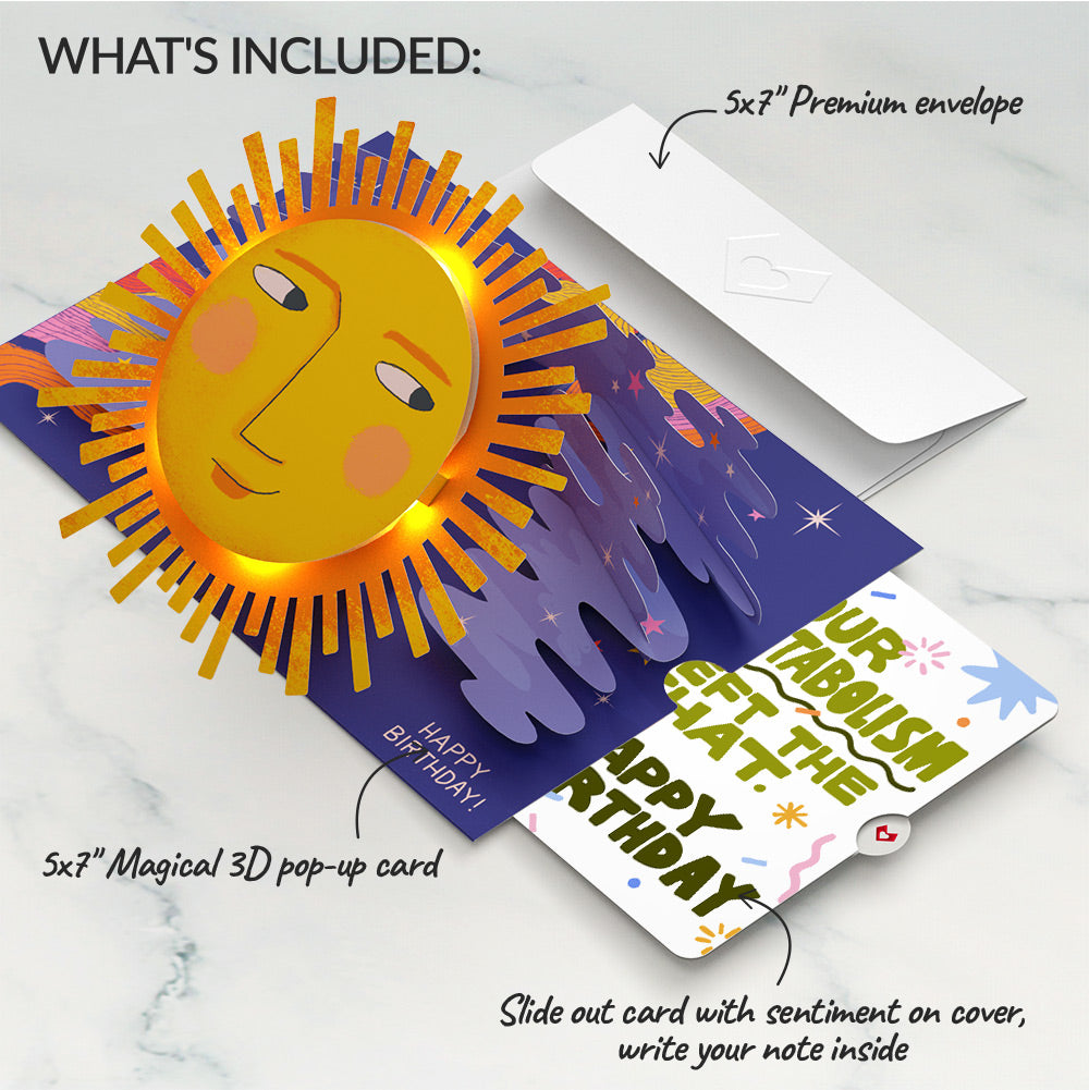Another Trip Around the Sun Birthday Light-Up Pop-Up Card and Metabolism Left The Chat Sentiment Set
