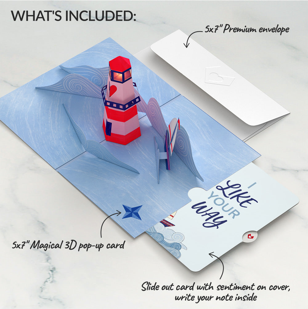 Light of My Life Love Light-Up Pop-Up Card and Sailing Admiration Sentiment Set