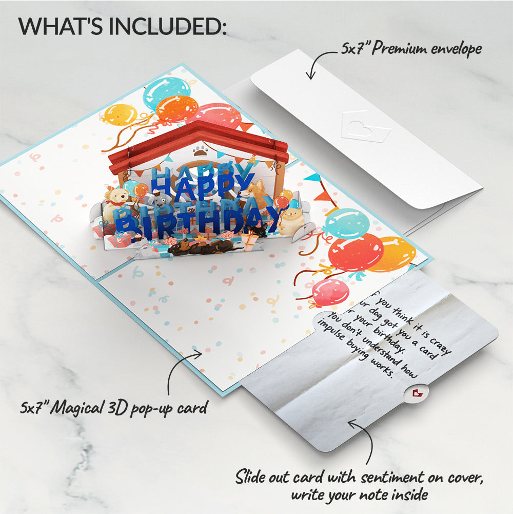 Happy Birthday Dogs Pop-Up Card and Impulse Buying Sentiment Set