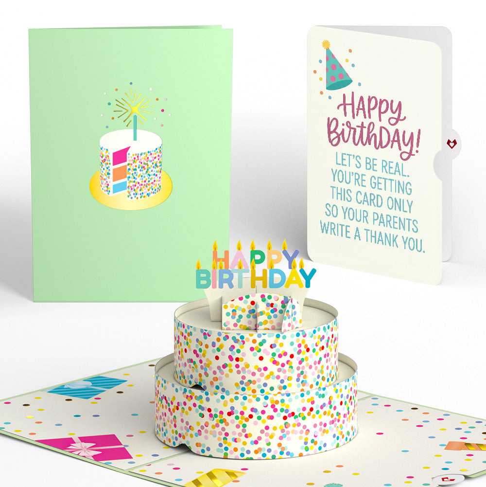 Sprinkles Birthday Cake Pop-Up Card and Thank You Excuse Sentiment Set