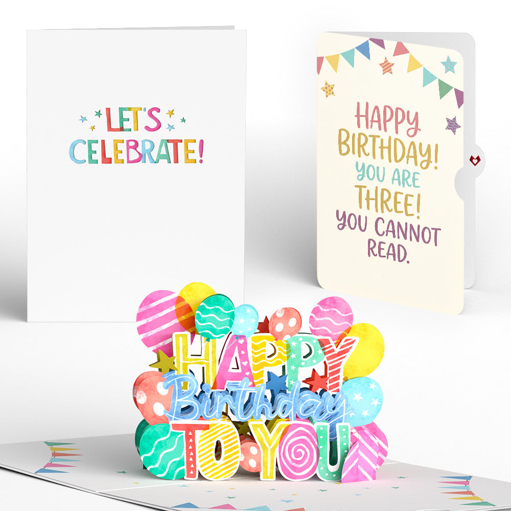 Let's Celebrate Birthday 3-Year-Old Pop-Up Card and Sentiment Set