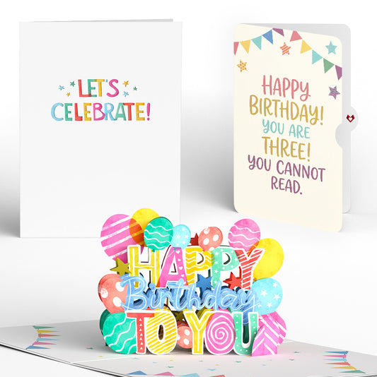 Let's Celebrate Birthday 3-Year-Old Pop-Up Card and Sentiment Set