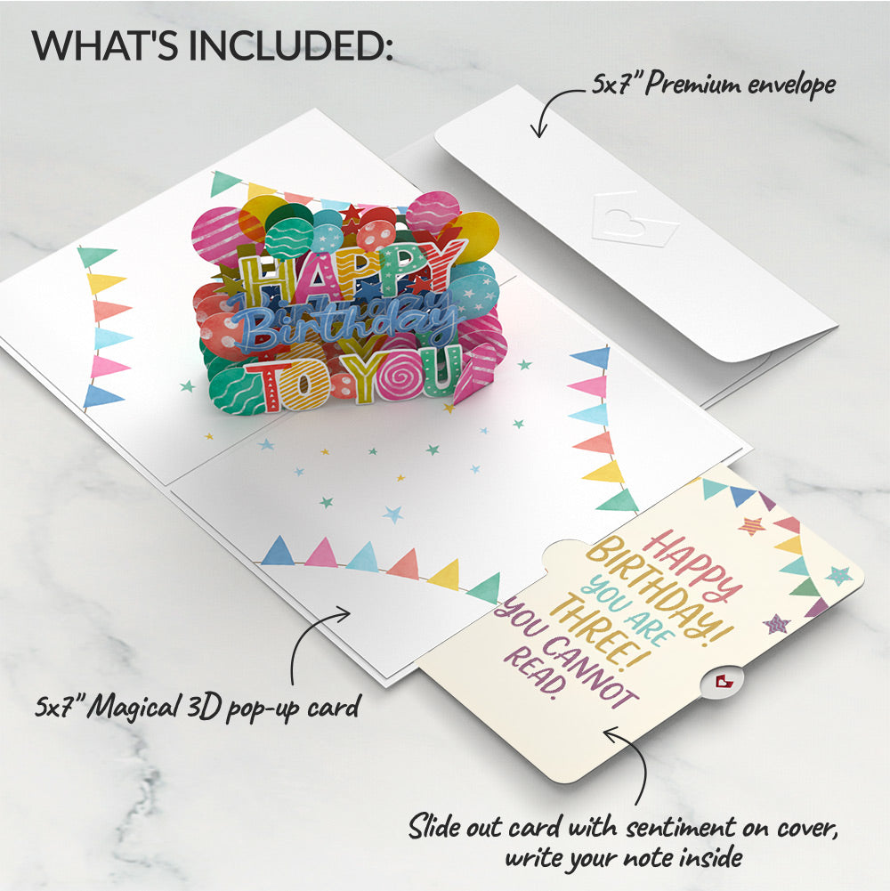 Let's Celebrate Birthday 3-Year-Old Pop-Up Card and Sentiment Set