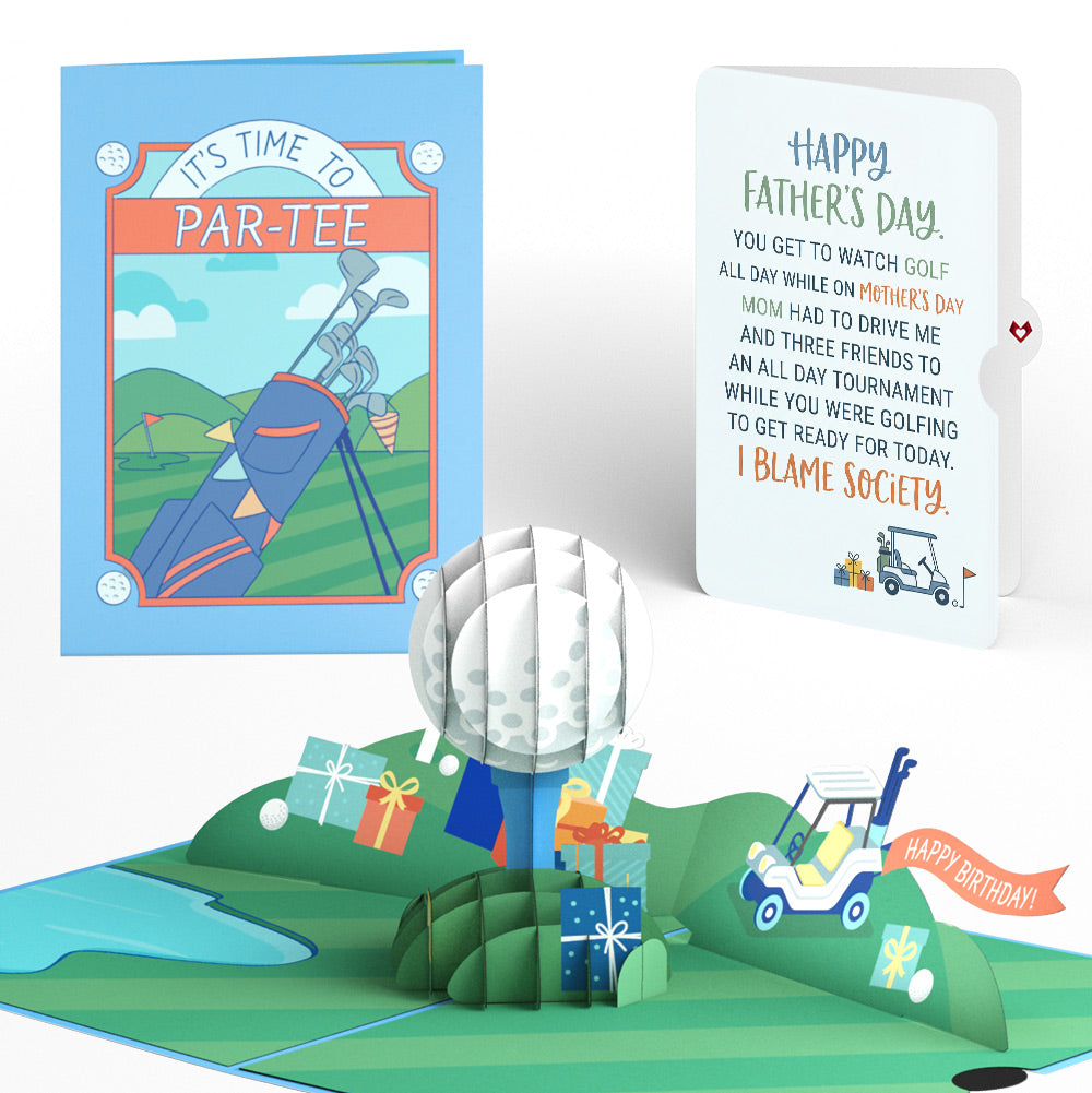 Time to Par-Tee Birthday Golf Father's Day Pop-Up Card and Society Blame Sentiment Set