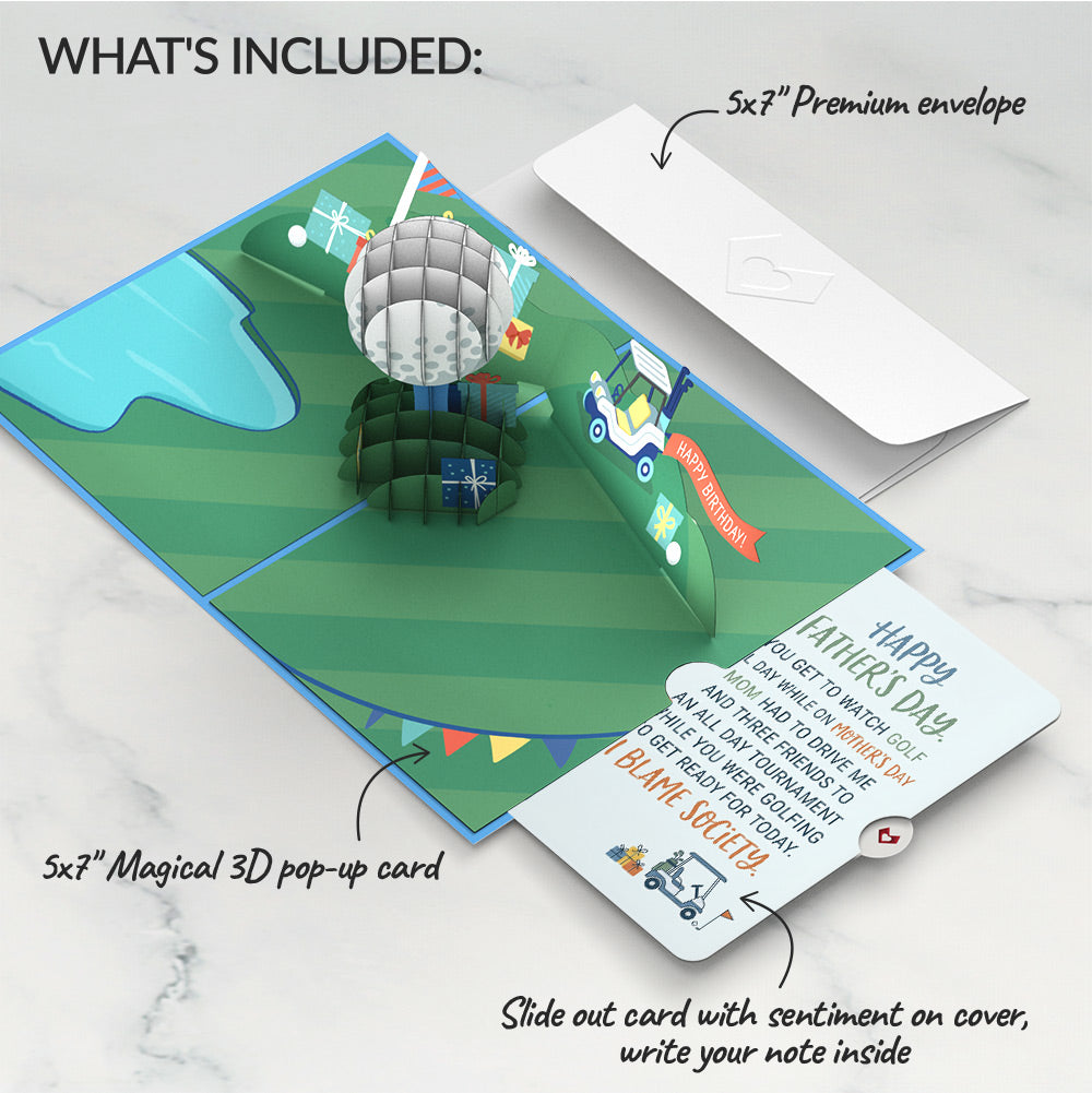 Time to Par-Tee Birthday Golf Father's Day Pop-Up Card and Society Blame Sentiment Set