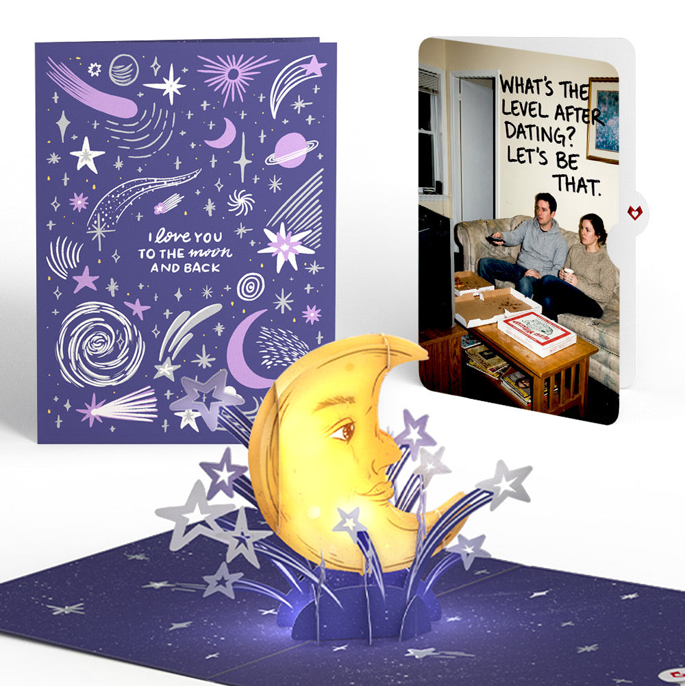 Love You to the Moon and Back Light-Up Pop-Up Card and Level After Dating Sentiment Set