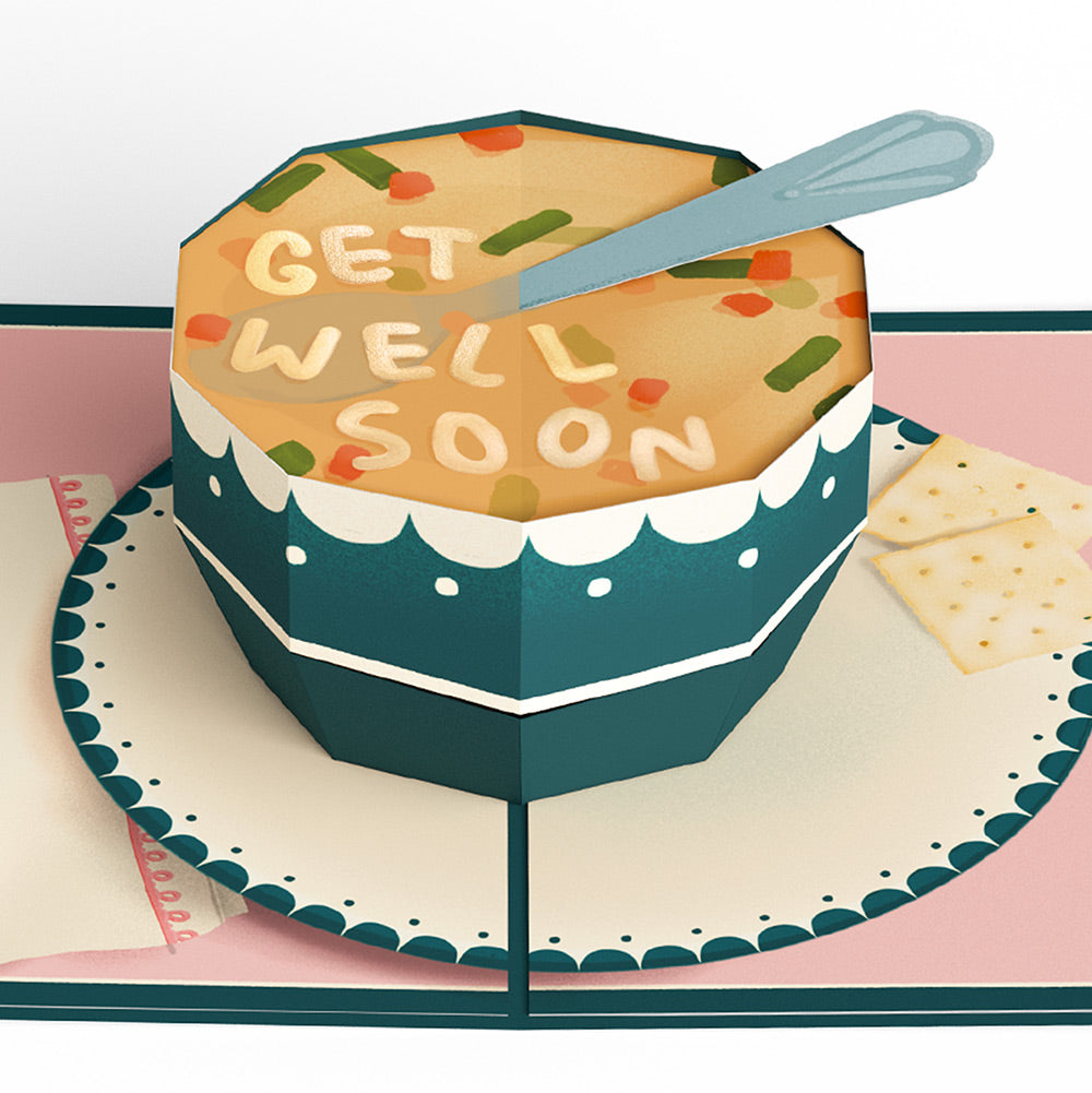 Get Well Soon Soup Pop-Up Card and Inefficient Feeling Sentiment Set