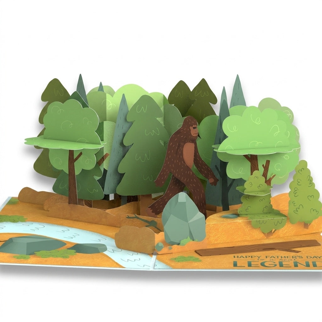 Father's Day Bigfoot Legend Pop-Up Card and Golf Measure Amazing Sentiment Set for Dad