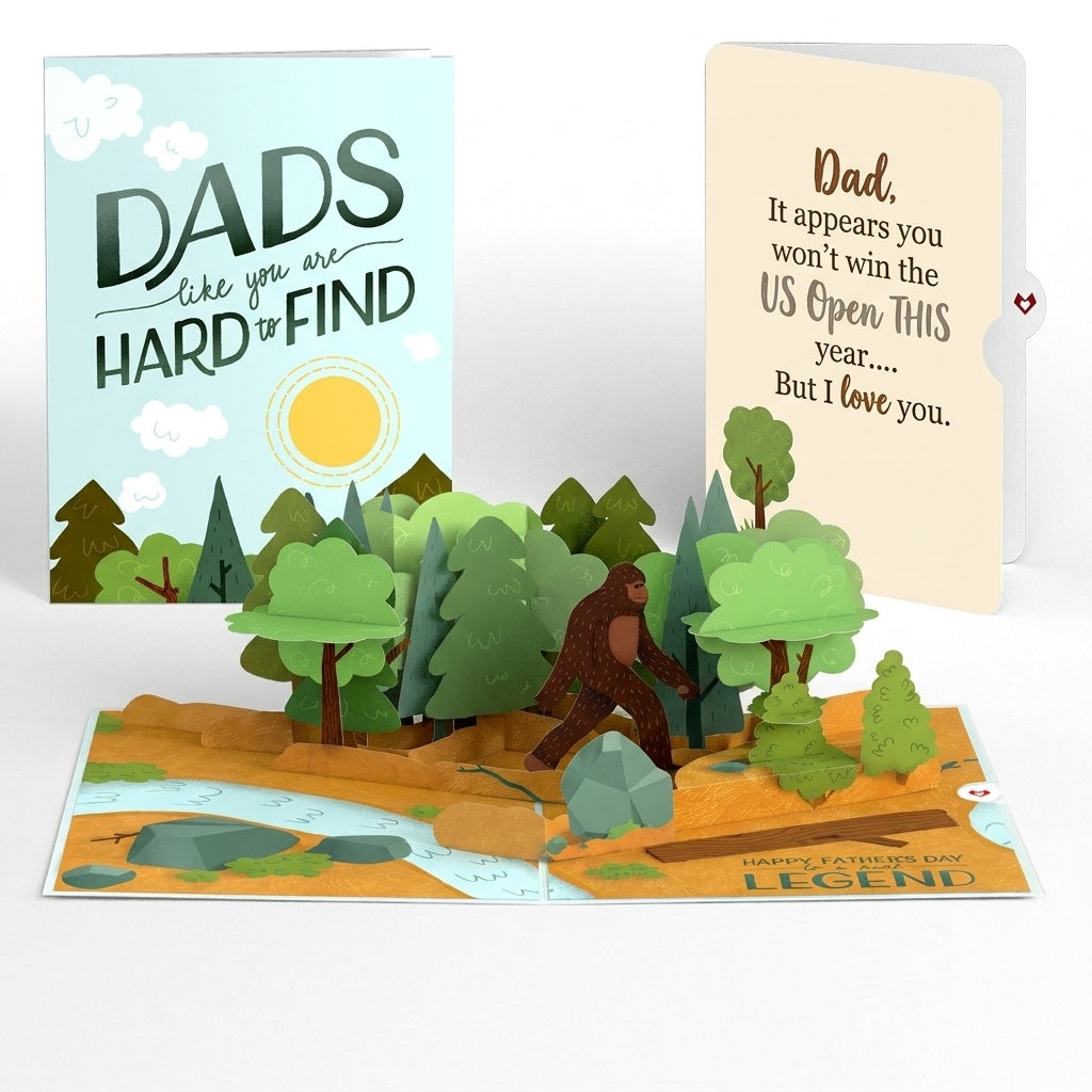 Father's Day Bigfoot Legend Pop-Up Card and US Open Love Sentiment Set for Dad