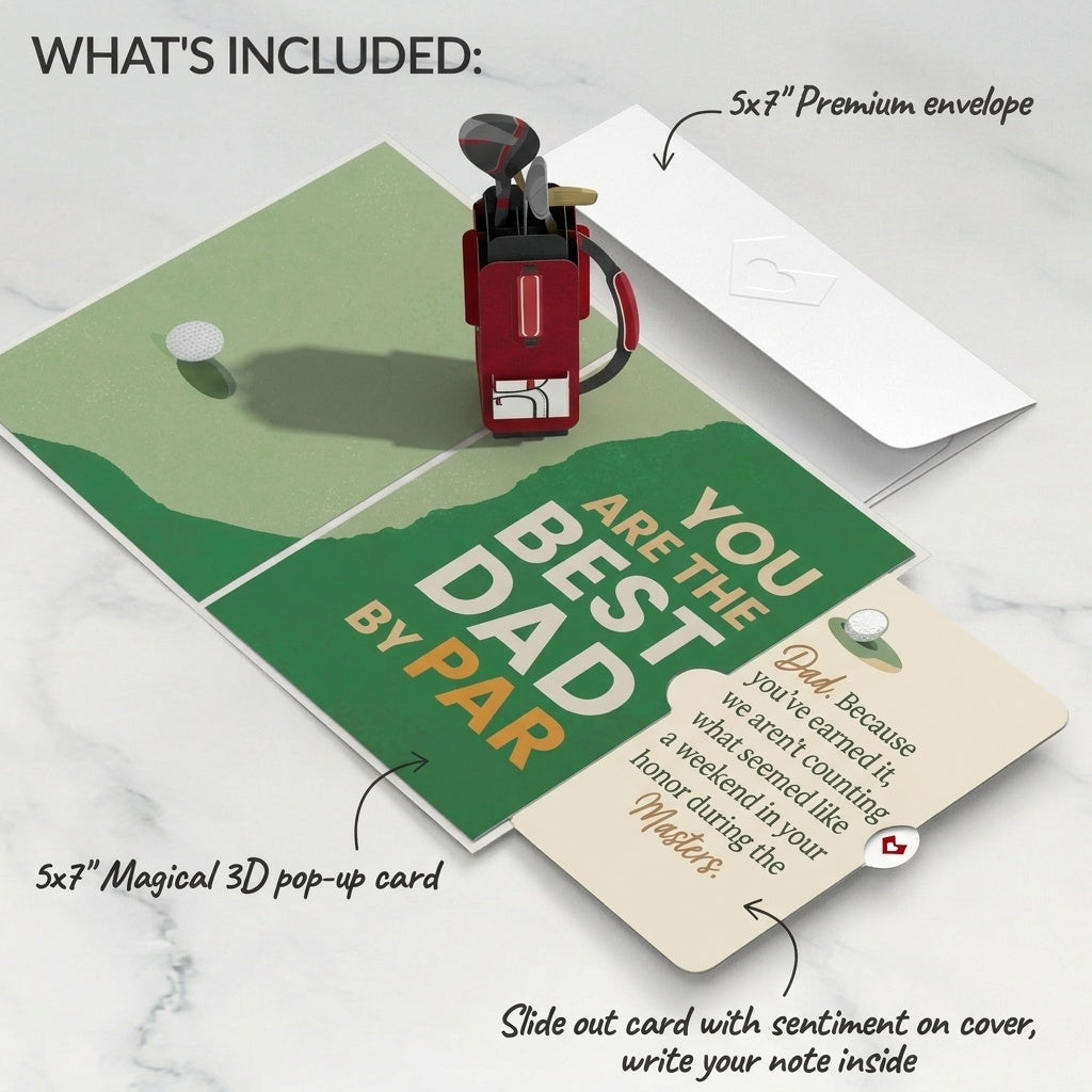Best Dad By Par Father's Day Pop-Up Card and Golf Weekend Sentiment Set for Dad