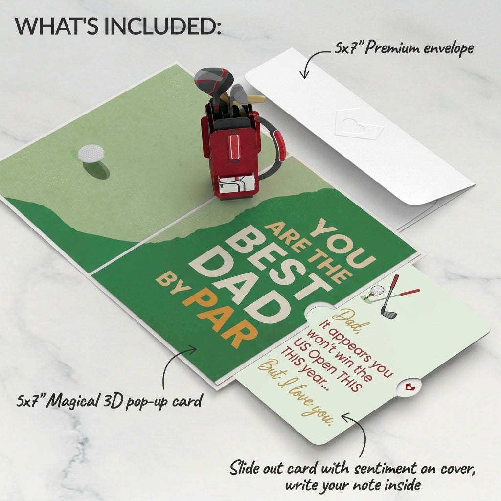 Best Dad By Par Father's Day Pop-Up Card and US Open Loss Sentiment Set for Dad