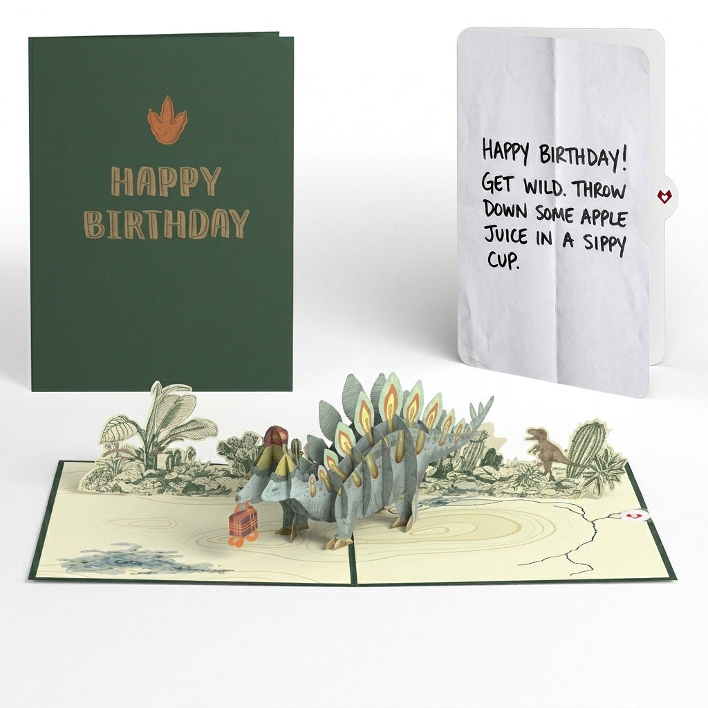 Stegosaurus Birthday Pop-Up Card and Sippy Cup Sentiment Set
