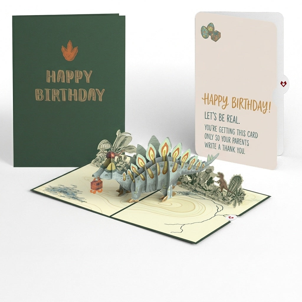 Stegosaurus Birthday Pop-Up Card and Parents Thank You Sentiment Set