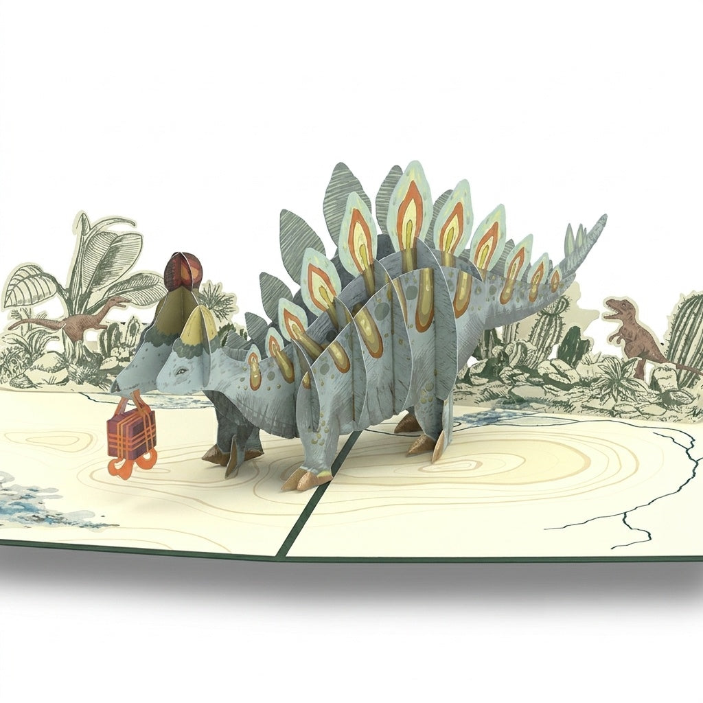 Stegosaurus Birthday Pop-Up Card and Last Sentence Forgotten Sentiment Set for Kid